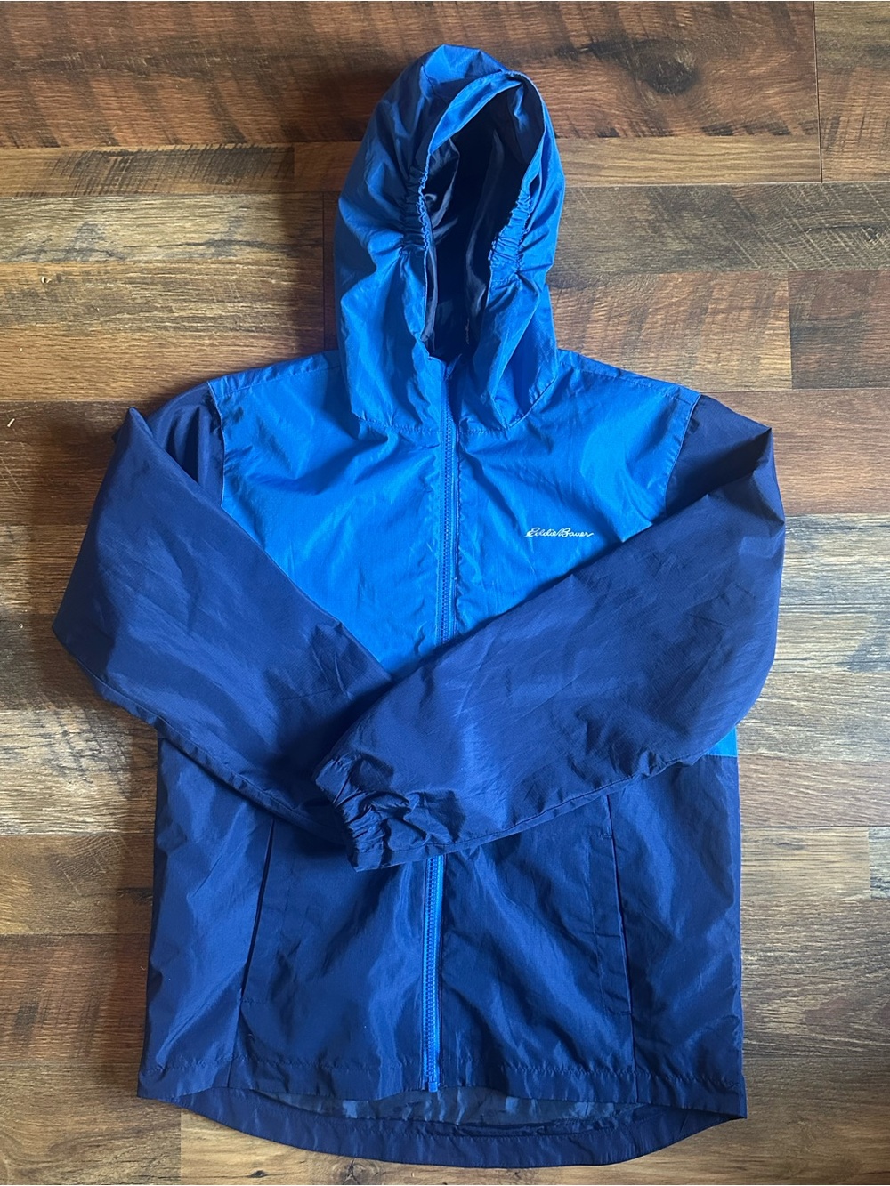 Eddie Bauer Two-Tone Blue Hooded Windbreaker